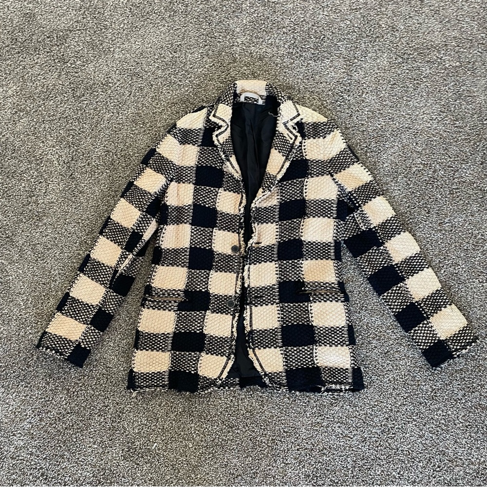 ICEBERG Black and Cream Checkered Women's Jacket